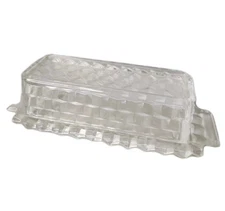 Vintage Fostoria Clear Glass America Cubist Covered Butter Dish