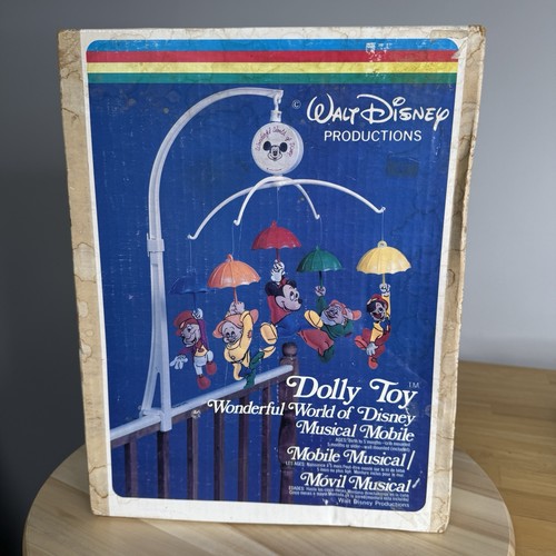 Vtg DOLLY TOY Musical Crib Mobile Wonderful World of Disney Baby Prop READ