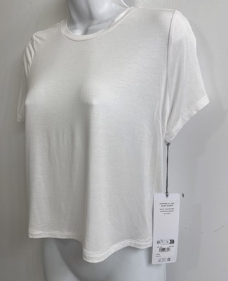 【alo】 アロヨガ　ストレッチ半袖Tシャツ　ホワイト サイズS alo yoga White Cropped All Day Short Sleeve T-Shirt Crewneck New