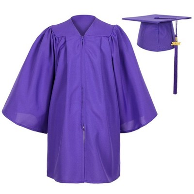 Matte Kindergarten Preschool Graduation Gown Cap Set With Year Tassel Kids