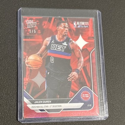 Numbered 1/5 Topps Now 2026 All Stars First Selection Jalen Duren Red Foil