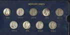 US Coins Mercury Silver Dime Complete Set 1916-1945 with KEY 1916-D NO RESERVE!