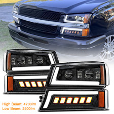 Led Headlights Drl Sealed Bumper Lamp For 2003-07 Chevy Silverado 1500 2500 3500