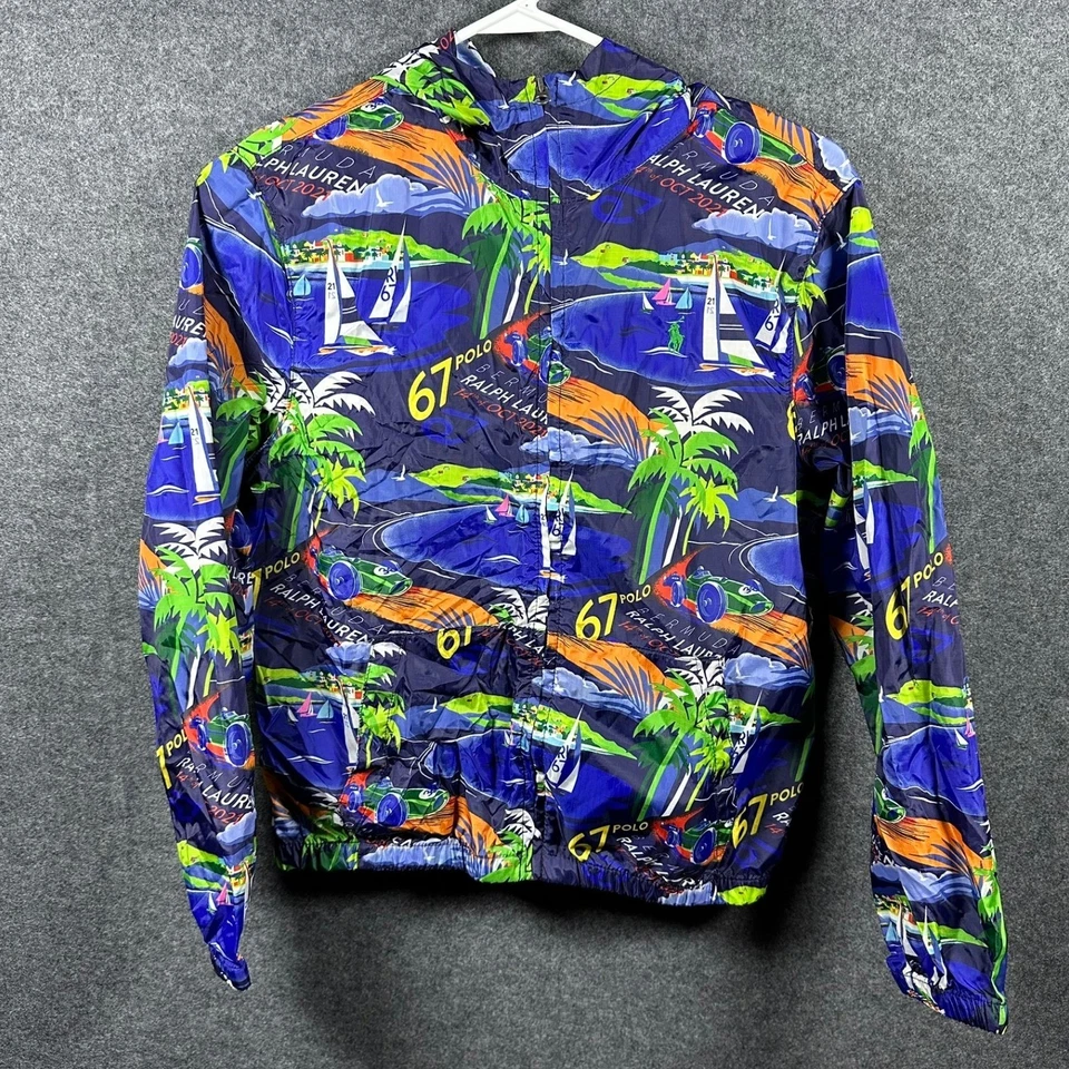 Polo Ralph Lauren Kids Large Bermuda Windbreaker Jacket Sailboats Race Cars - Image 3 of 4
