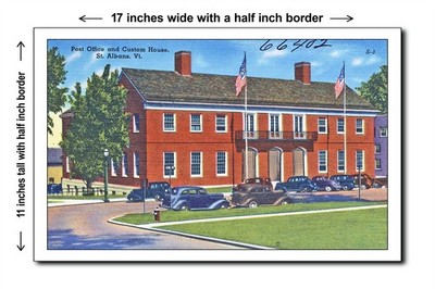 Vermont 1940s - Post Office and Customs House, St. Albans, Vt. - 11x17 Poster