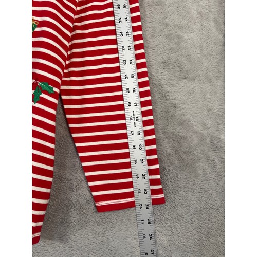 Talbots Plus 2X Christmas Holiday Holly Striped Embroidered Long Slv Top Tunic - Picture 6 of 7