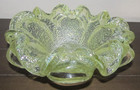 Vintage Murano Bullicante Style Yellow Art Glass Bowl Dish Silver Flakes Bubbles — photo 1