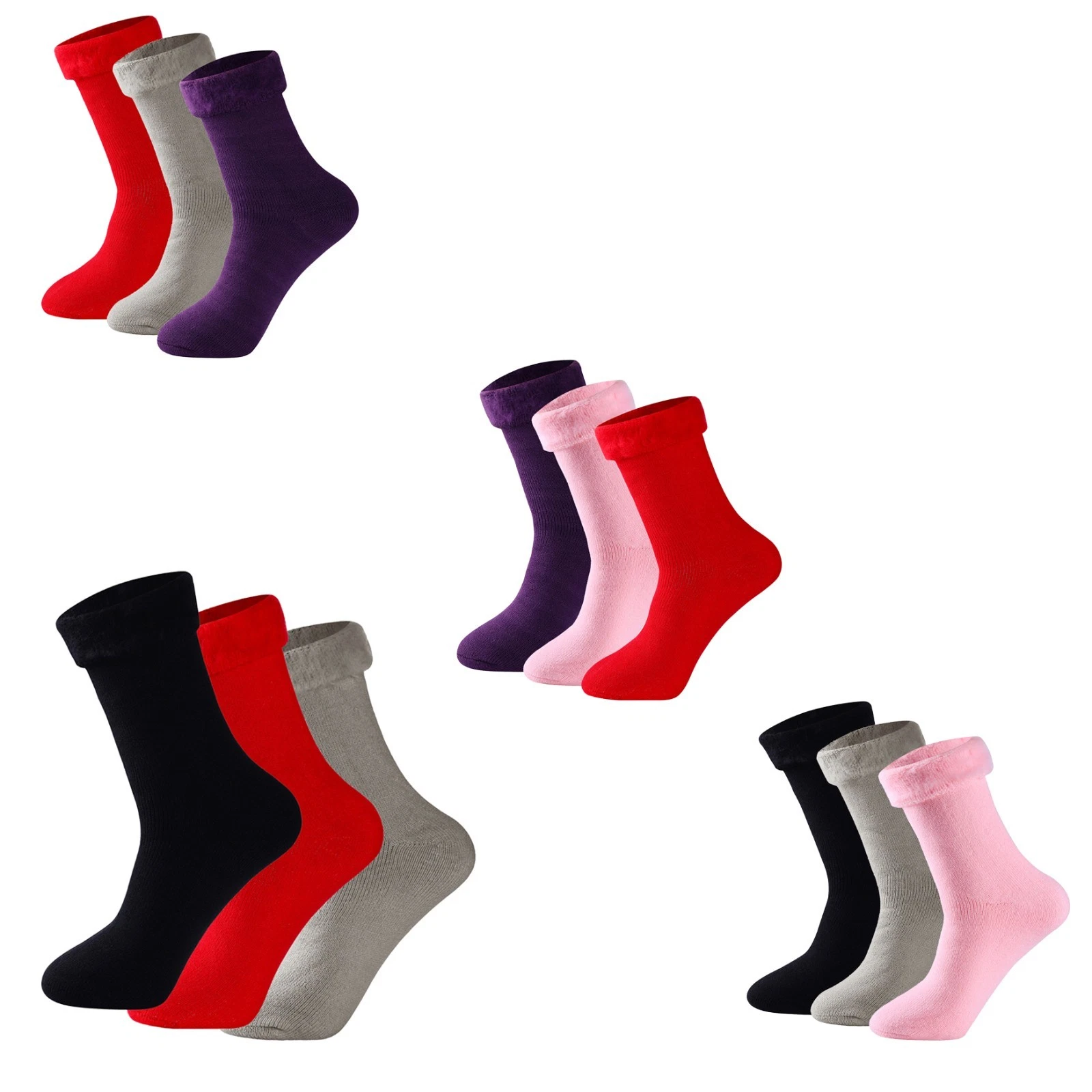 Ladies Warm Chunky Thermal 2.4 TOG Brushed Fleece Lined Lounge Socks UK 4-7