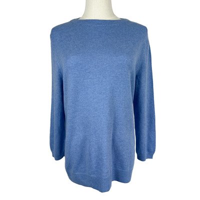 Talbots Large 100% Cashmere Sweater Aubrey 3/4 Sleeve Blue RENEWED