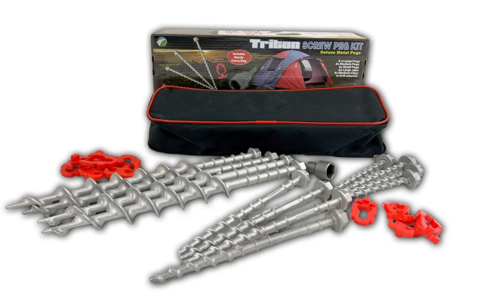 Triton Screw Peg Kit Deluxe Metal Camping Tent Awning Gazebo Parts Accessories
