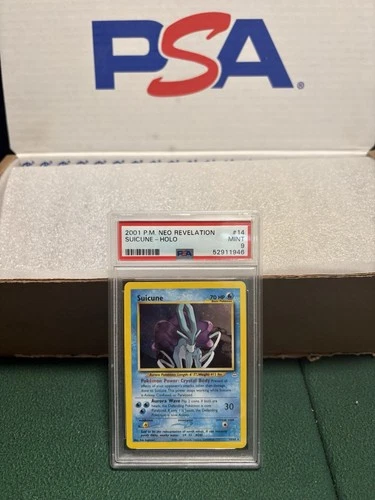 Pokemon TCG: Suicune Neo Revelation Unlimited Holo Rare #14/64, PSA 9 MINT.