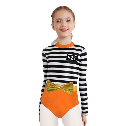 Kinder Mädchen Pullover Ein Stück Kostüm Halloween Bodysuit Thema Mock Hals - Picture 22 of 41