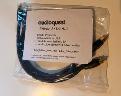 AudioQuest Silver Extreme Analog RCA Interconnect Cables(Pure Silver)  .75M Pair