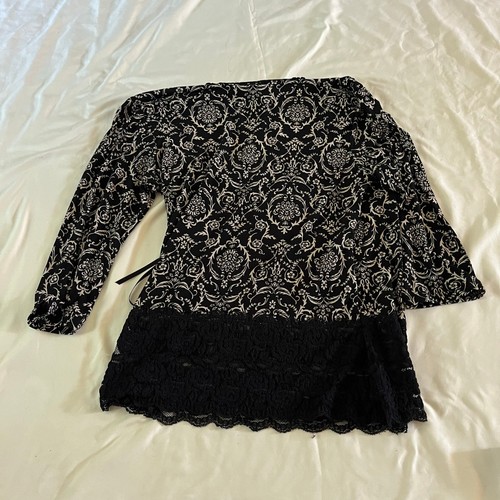 Top muñeca bebé Y2K años 2000 negro con cuentas encaje trime talla M Whimsygoth Fairy Grunge - Imagen 7 de 9