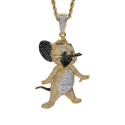 Moissanite Jerry Mouse Pendant Iced Out Hip Hop Jewelry for Men Dazzling Pendant