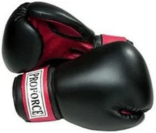 Pro Force Leatherette Boxing Gloves, #8016, Black/Red, 16 oz.