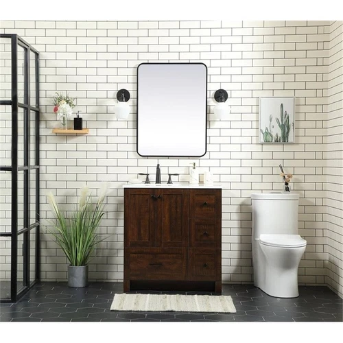 Elegant Decor Soma 32" Aluminum MDF Single Bathroom Vanity in Expresso - Picture 6 of 8