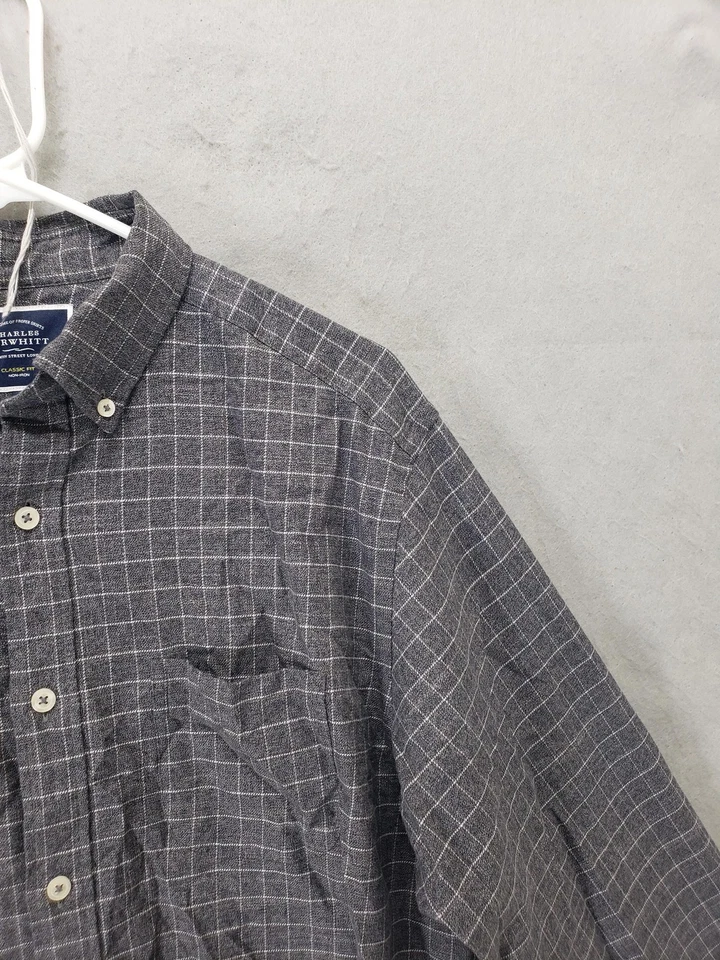 Camisa Charles Tyrwhitt Para Hombres Gris Mediano Ventana Calce Clásico Algodón Sin Hierro Foto 3 de 4