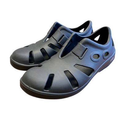 OOFOS OOCandoo Mens Black Recovery Sandals Comfort Shoes Sz 10 AS IS w/ Flaws