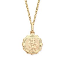 9ct Yellow Gold St Christopher Pendant / Necklace + 18 inch Chain