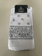 Great Shark 12pcs Large white Paisley 100% Cotton Printed Bandana - 22 x 22 inch