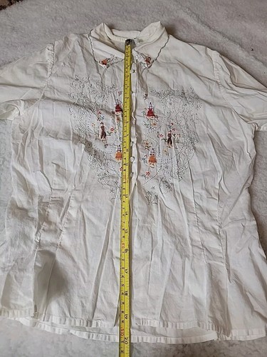 Embroidered Folk Peasant Ethnic Blouse Boho People Madeira Portugal White Small - Picture 14 of 15