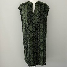BY ANTHROPOLOGIE Rachel snakeskin print tunic shift dress green black XS
