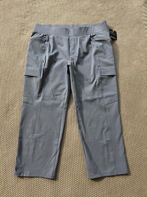 Eddie Bauer Women's Gray Active Hiking Stretch Pullon Cargo Pants Sz 12 P NWT