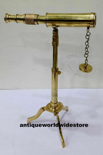 Nautical Vintage Brass Telescope Antique collectible Telescope With Tripod Stand - Afbeelding 1 van 7