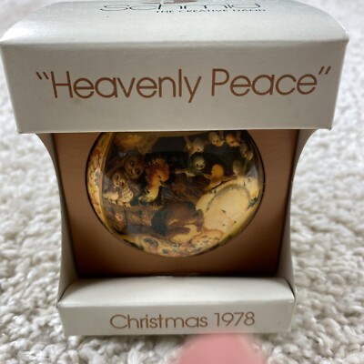 Vintage Schmid Heavenly Peace Christmas Tree Ornament Baby Animals 1978