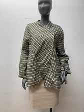 Oska Jinelle Avocado Asymmetrical Striped Wrap Jacket Size Us 10/12 Nwt