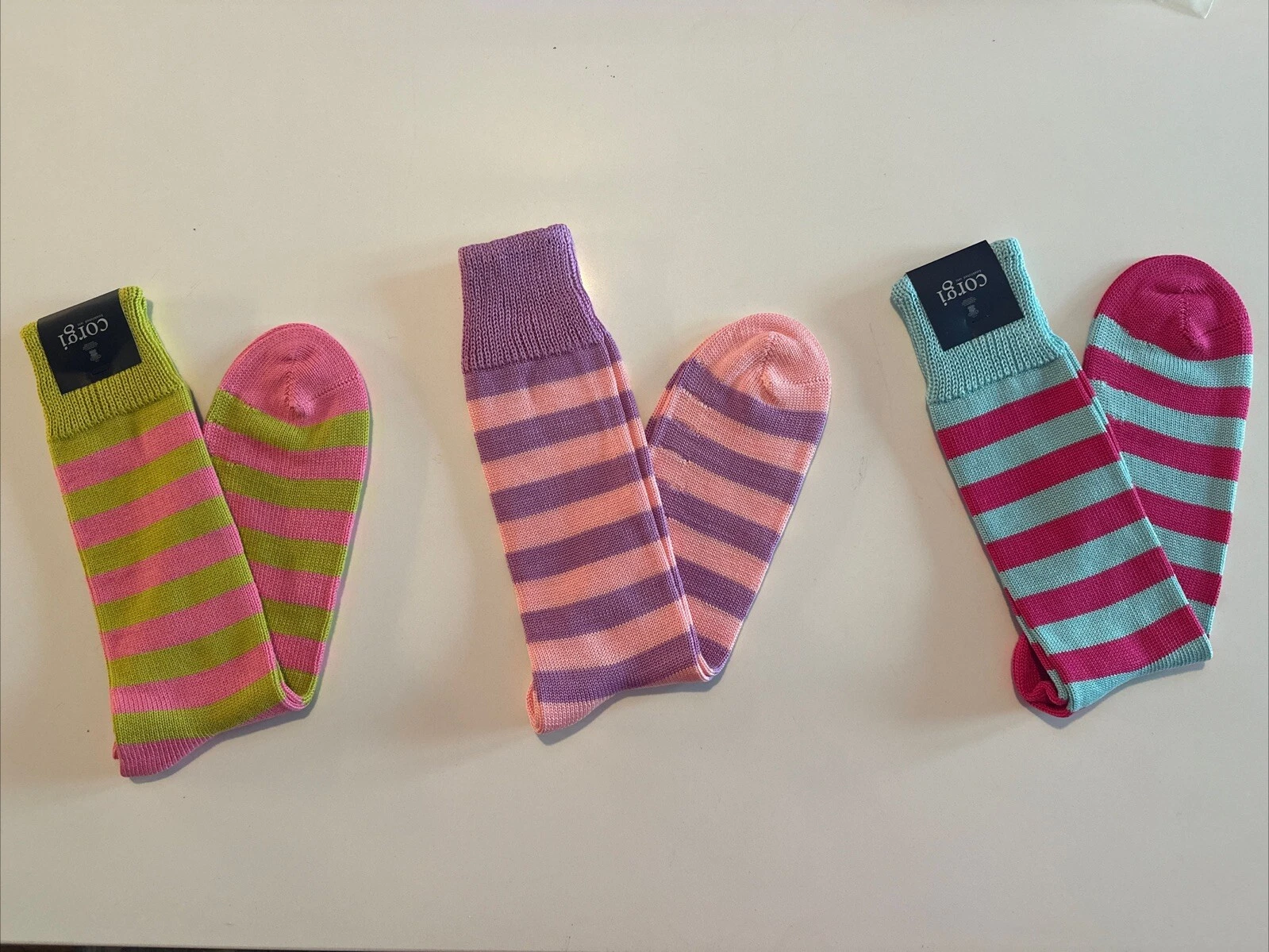 *NEW* Men's Colorful Striped Corgi Socks - 100% Cotton