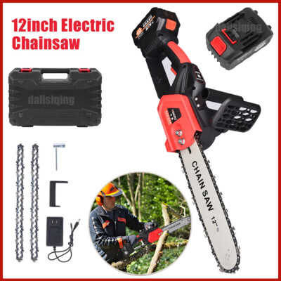 12'' Cordless Chainsaw Brushless Electric Handheld Chain Saw w/ Battery & Charger