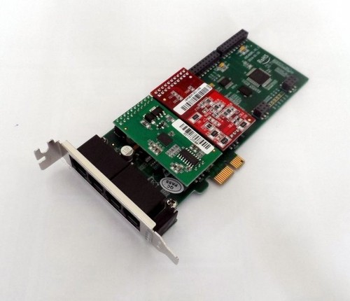 Atcom AXE400PL-11 4 Port Analog PCI-E Asterisk Low Profile Card with 1 FXS 1 FXO - Picture 1 of 2