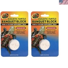 Convenient Aquatic Turtle Food Pellets - 2-Pack of Calcium-Supplement Blocks