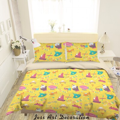 3D Transportation Tool Pattern Quilt Cover Set Bedding Sets Pillowcases Queen