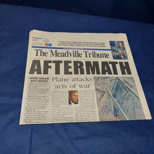 Vintage 2001 September 13, The Meadville Tribune Newspaper, Meadville