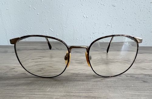 LUXOTTICA 438 TAWNYAMBER Eyeglasses Frame Italy 54 19 135mm Full Rim Round Metal