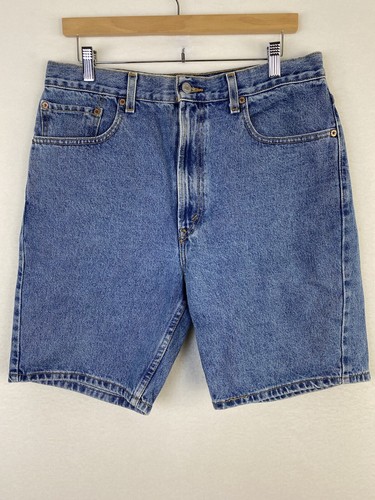 Levi Strauss 505 Blue Denim Shorts Mens Size 36 Straight Leg Cotton | eBay