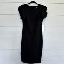 Calvin Klein Women’s 4 Black Flutter Sleeve Sheath Dress New