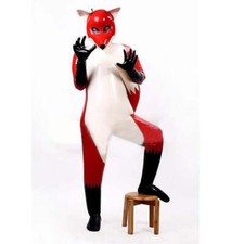 Latex Rubber Bodysuit Halloween Cosplay Suit Inflatable fox uniform Masquerade