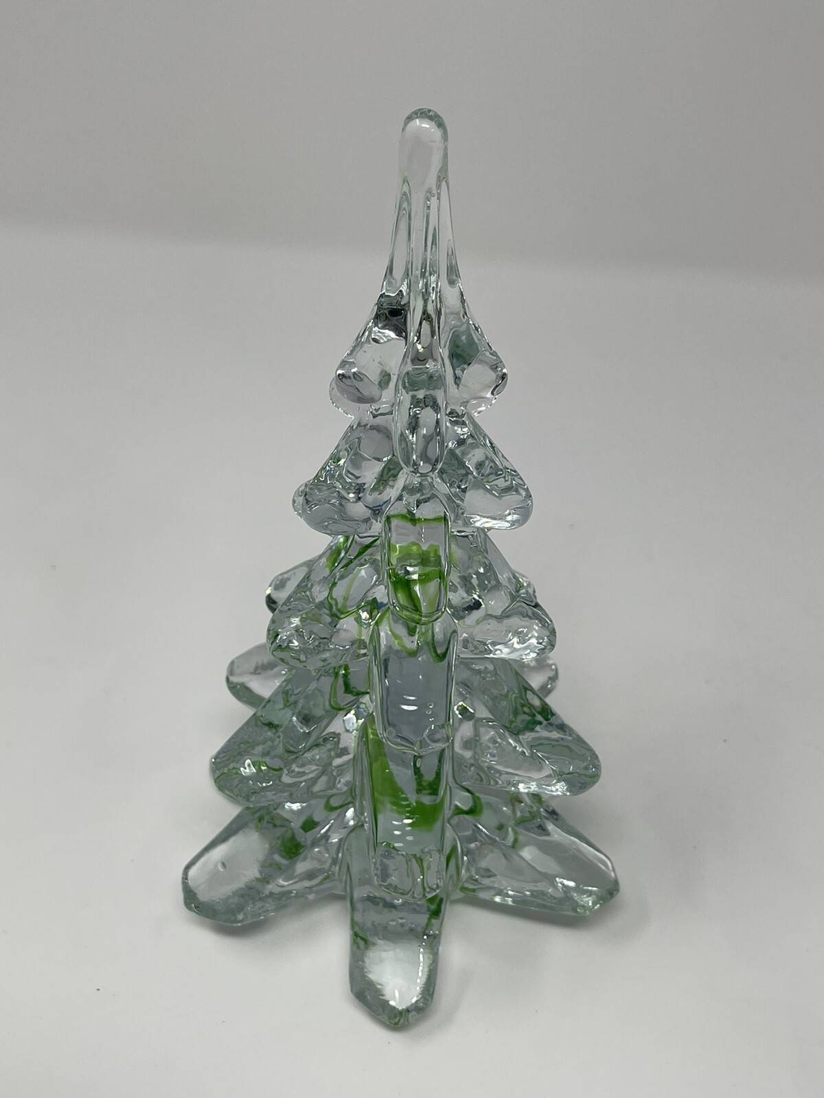 Vtg Set of 3 Graduating Silvestri Clear Green Crystal Art Glass