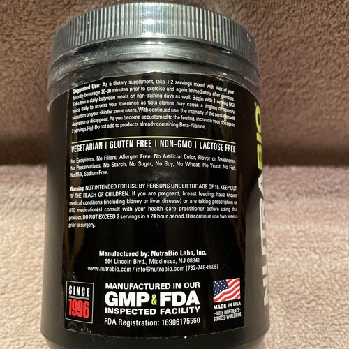 Nutrabio Beta Alanine Powder 360 g. 12.7 oz.SEALED Supports Muscle - Picture 2 of 2