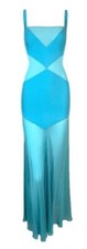 2000's Gianni Versace Sheer Blue Silk Long Gown Dress
