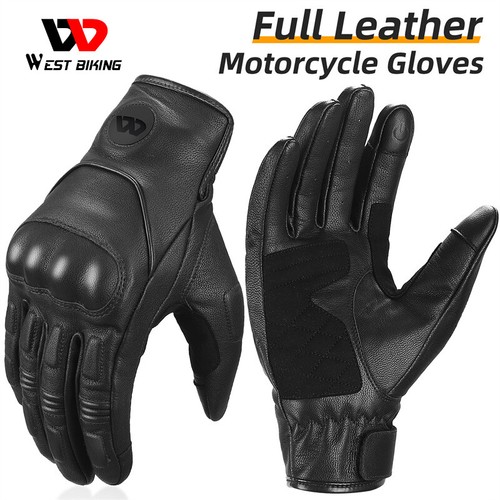 WEST BIKING Genuine Leder Motorrad Handschuhe Touchscreen Atmungsaktiv Gloves - Bild 5 von 33
