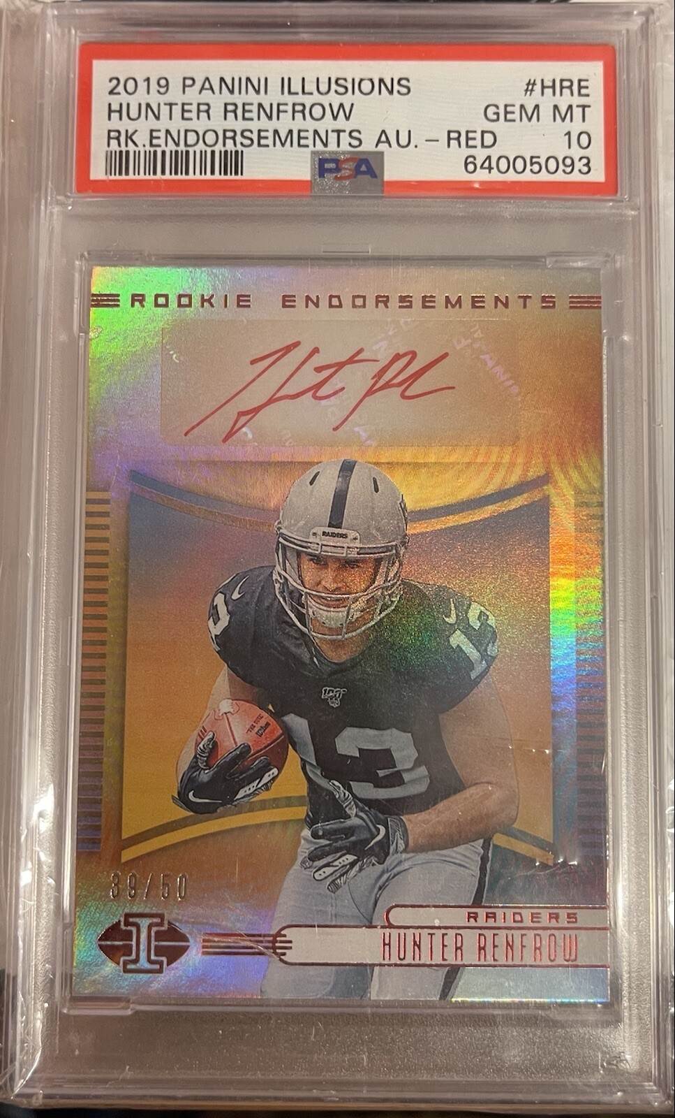 Hunter Renfrow Panini Illusions Rookie Endorsements Autographs #HRE Red
