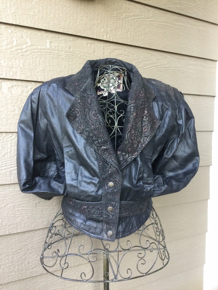 Vintage Paris Sport Club black leather paisley late 80's 90's