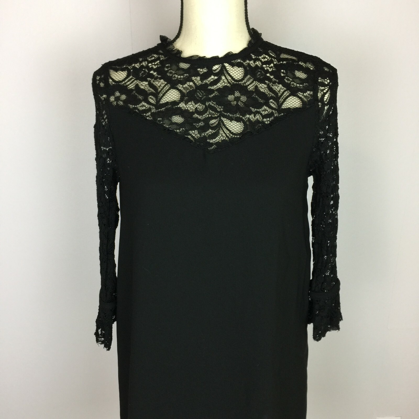 ZARA Basic Collection Sz S Black Shift Dress Long… - image 2