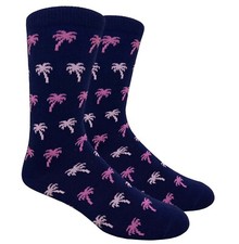 Urban-Peacock Men's Dress Groomsmen Socks: Palm Trees: Navy Blue  Pinks: 1 pair