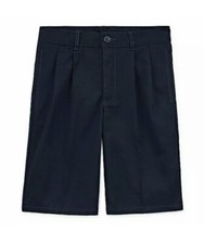 Izod Boys Natural Stretch Pleated Shorts - Navy- Size 12 Husky
